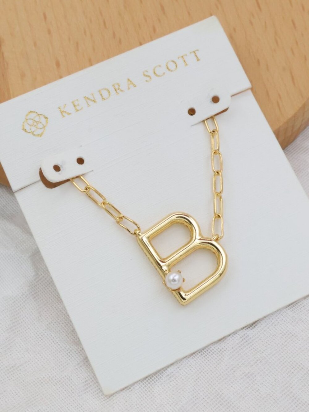 Kendra Scott Letter B Gold Freshwater Cultured Pearl Pendant Necklace